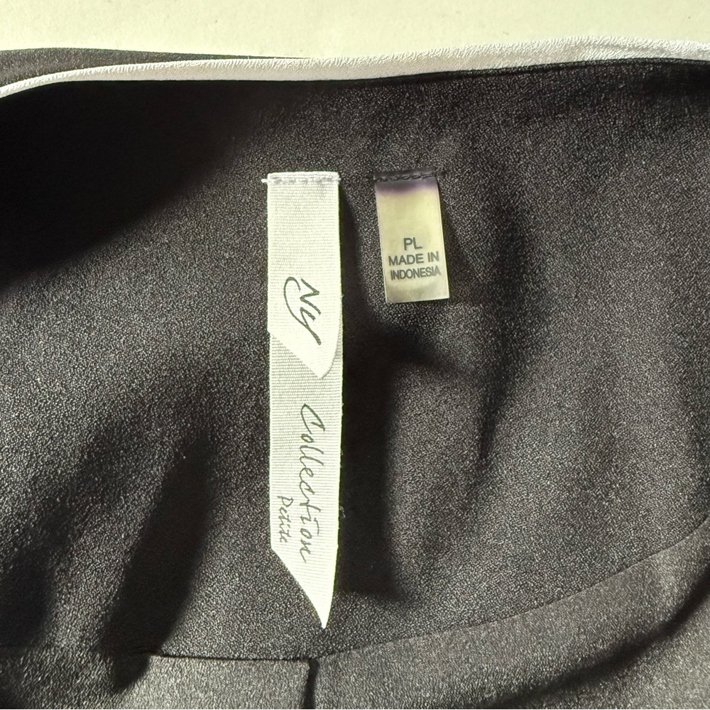NY COLLECTION PETITE PL Black with White Piping Lightweight Open Front Blazer - Picture 12 of 15
